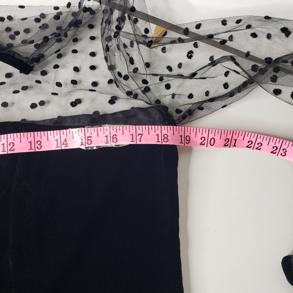 Vtg Mesh Swiss Dot Sheer Velvet Silk Blend Whimsigoth Withcy Fairy COS Top 14 - Picture 11 of 15